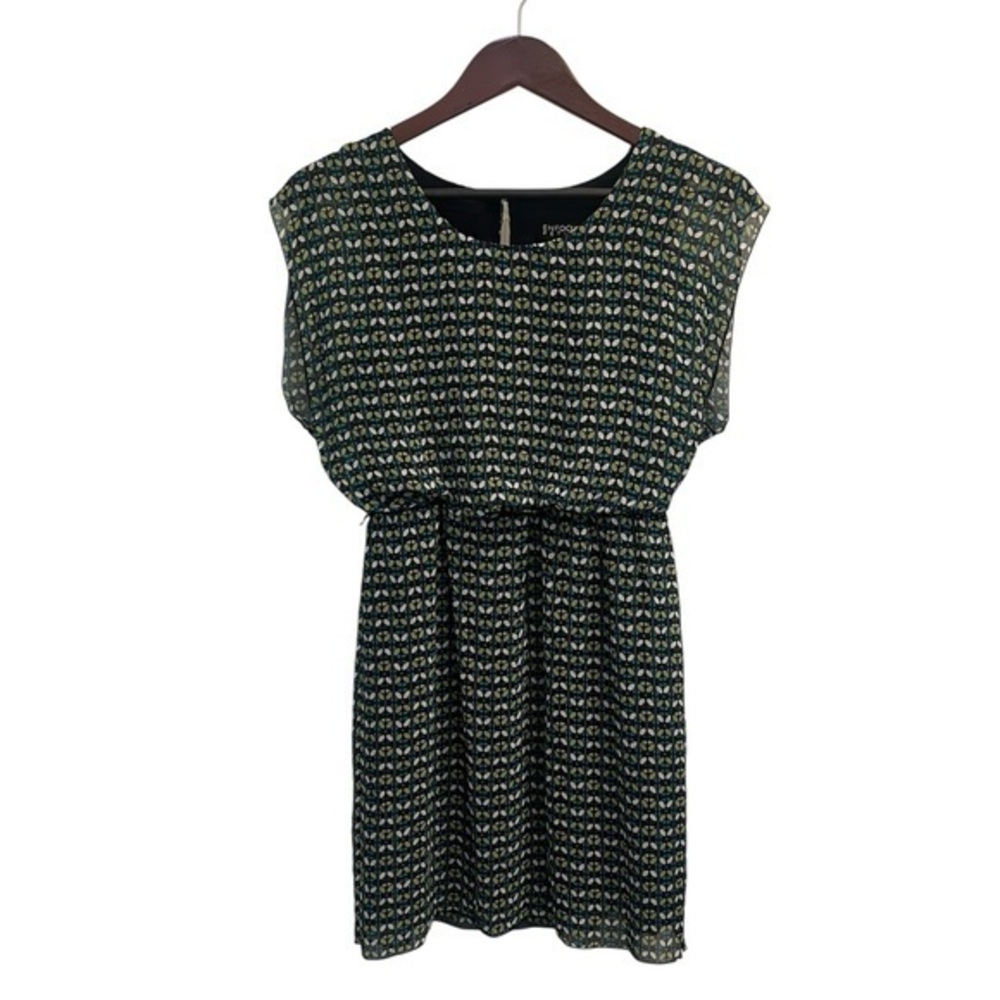 Encore Scooped Neck Navy Blue and Green Dress Size 4P